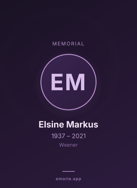 Memorial portrait of Elsine Markus