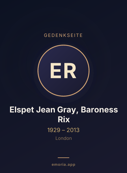 Gedenkportrait von Elspet Jean Gray, Baroness Rix