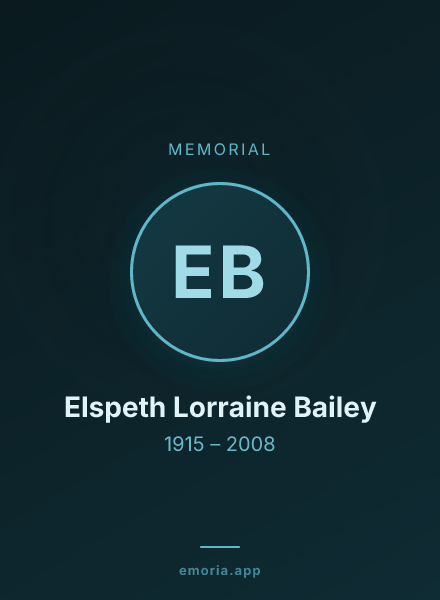 Memorial portrait of Elspeth Lorraine Bailey
