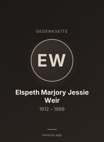 Gedenkportrait von Elspeth Marjory Jessie Weir