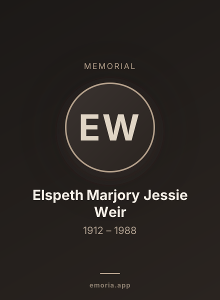 Memorial portrait of Elspeth Marjory Jessie Weir