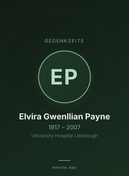 Gedenkportrait von Elvira Gwenllian Payne