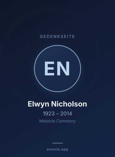 Gedenkportrait von Elwyn Nicholson