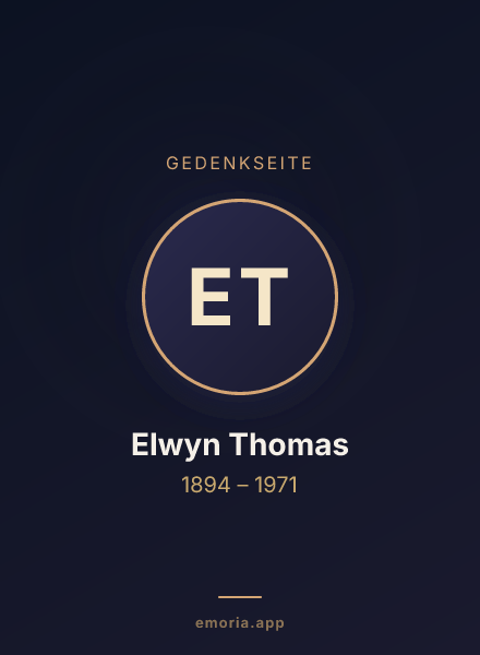 Gedenkportrait von Elwyn Thomas