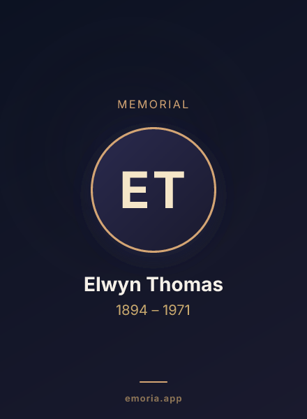 Memorial portrait of Elwyn Thomas
