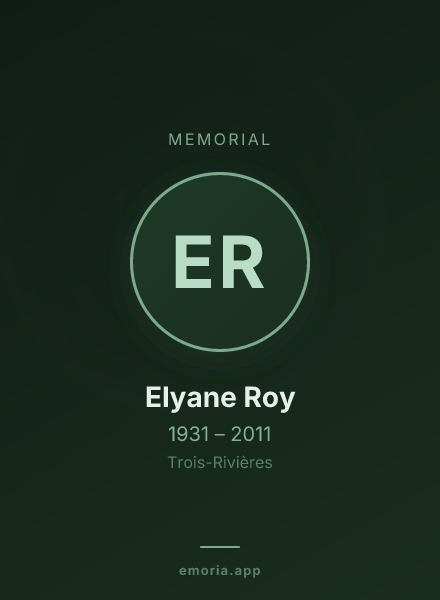 Memorial portrait of Elyane Roy