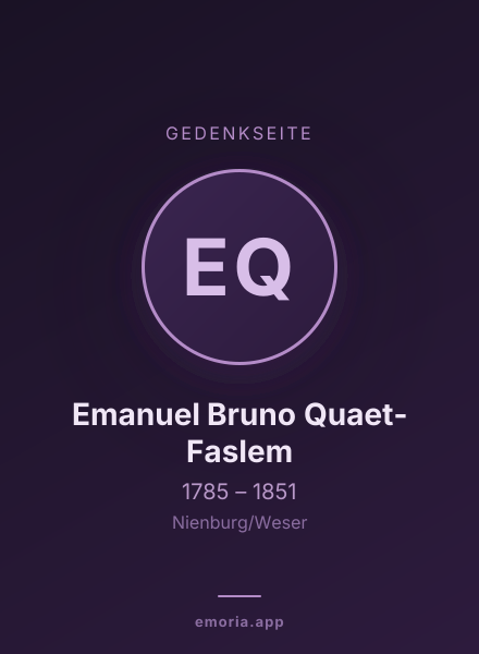 Gedenkportrait von Emanuel Bruno Quaet-Faslem