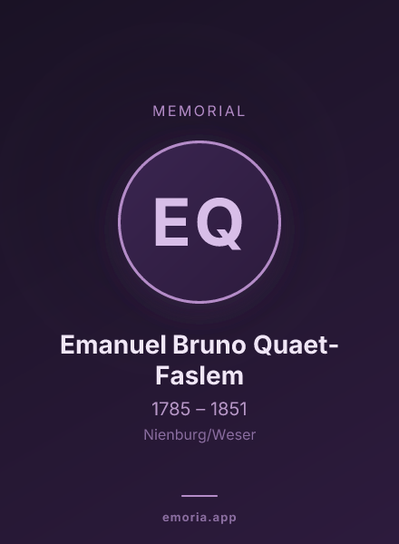Memorial portrait of Emanuel Bruno Quaet-Faslem
