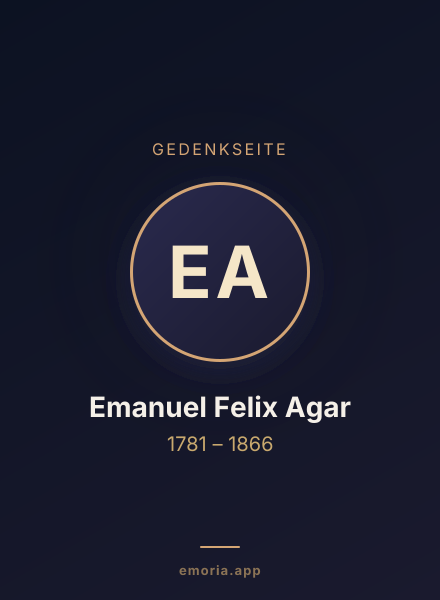 Gedenkportrait von Emanuel Felix Agar