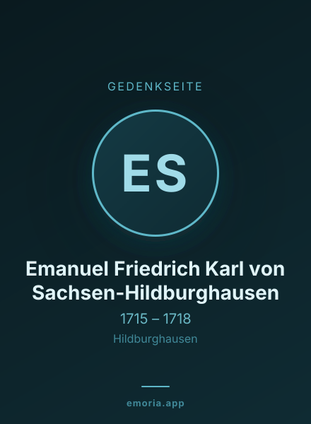 Gedenkportrait von Emanuel Friedrich Karl von Sachsen-Hildburghausen