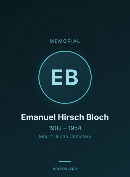 Memorial portrait of Emanuel Hirsch Bloch