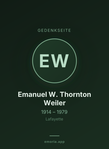 Gedenkportrait von Emanuel W. Thornton Weiler