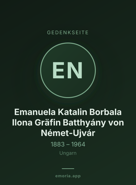 Gedenkportrait von Emanuela Katalin Borbala Ilona Gräfin Batthyány von Német-Ujvár