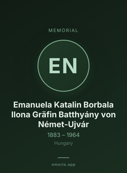 Memorial portrait of Emanuela Katalin Borbala Ilona Gräfin Batthyány von Német-Ujvár