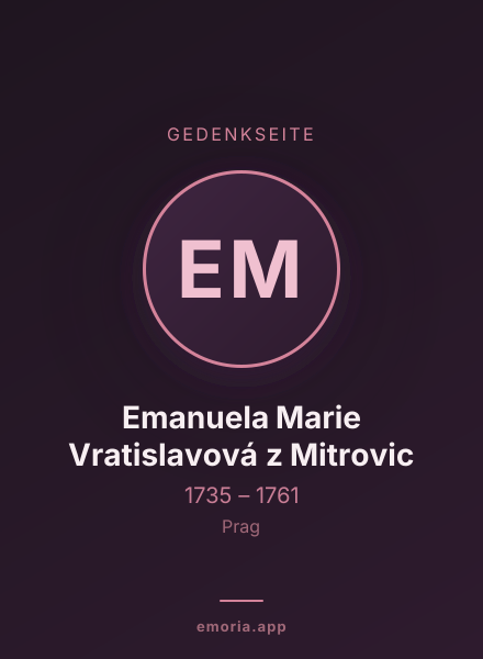 Gedenkportrait von Emanuela Marie Vratislavová z Mitrovic