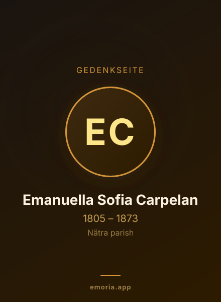 Gedenkportrait von Emanuella Sofia Carpelan