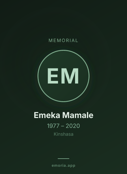 Memorial portrait of Emeka Mamale
