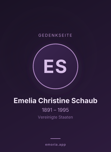 Gedenkportrait von Emelia Christine Schaub