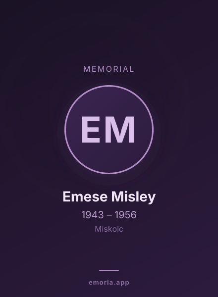 Memorial portrait of Emese Misley