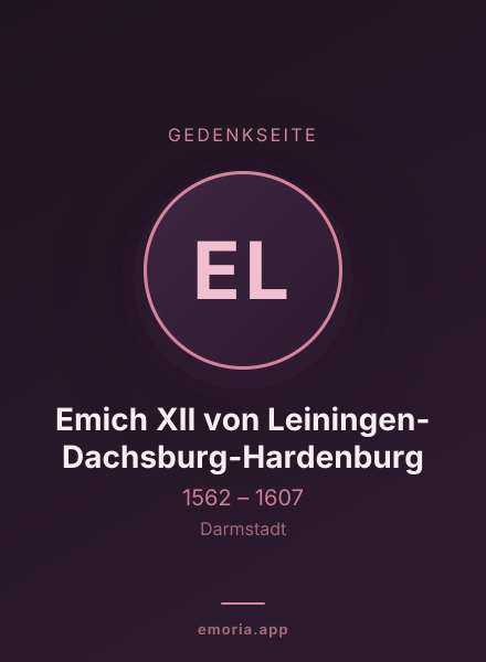 Gedenkportrait von Emich XII von Leiningen-Dachsburg-Hardenburg