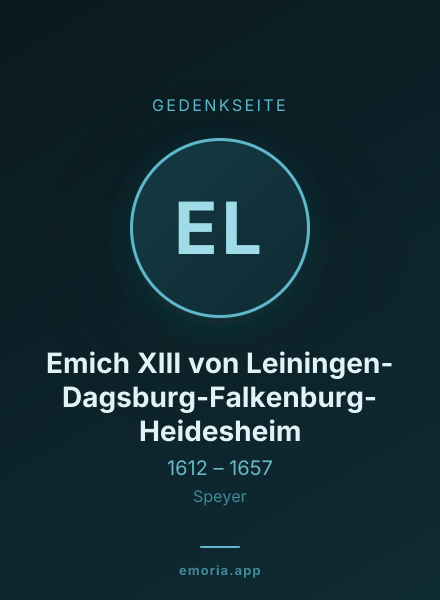 Gedenkportrait von Emich XIII von Leiningen-Dagsburg-Falkenburg-Heidesheim