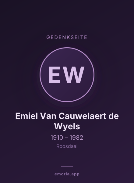 Gedenkportrait von Emiel Van Cauwelaert de Wyels
