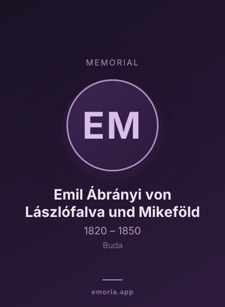 Memorial portrait of Emil Ábrányi von Lászlófalva und Mikeföld