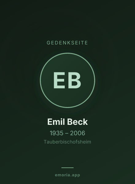 Gedenkportrait von Emil Beck