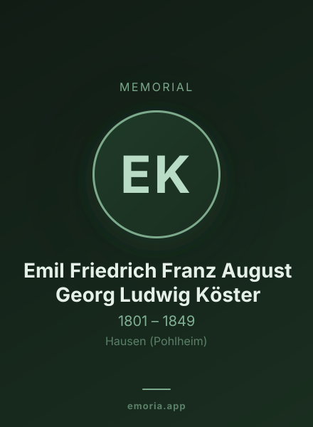 Memorial portrait of Emil Friedrich Franz August Georg Ludwig Köster
