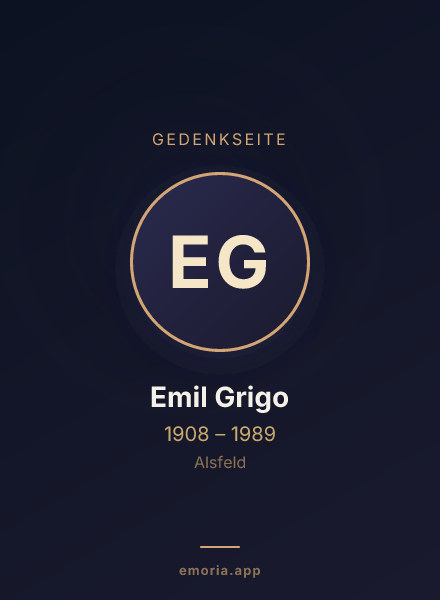 Gedenkportrait von Emil Grigo