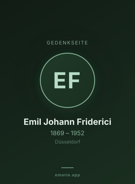 Gedenkportrait von Emil Johann Friderici
