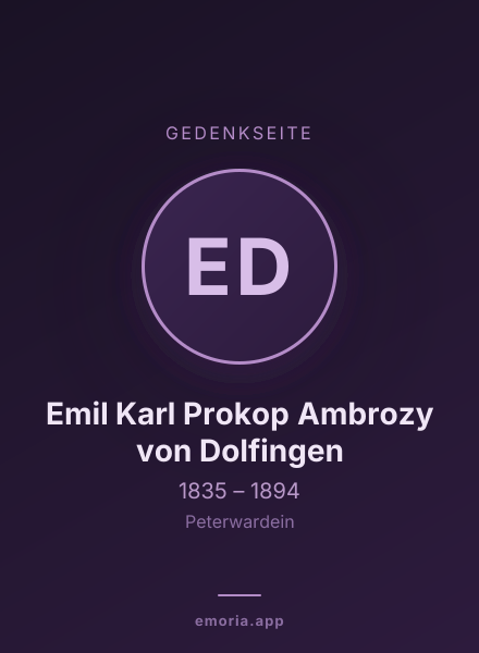 Gedenkportrait von Emil Karl Prokop Ambrozy von Dolfingen