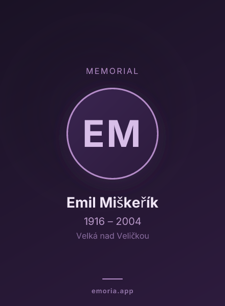 Memorial portrait of Emil Miškeřík