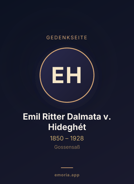 Gedenkportrait von Emil Ritter Dalmata v. Hideghét
