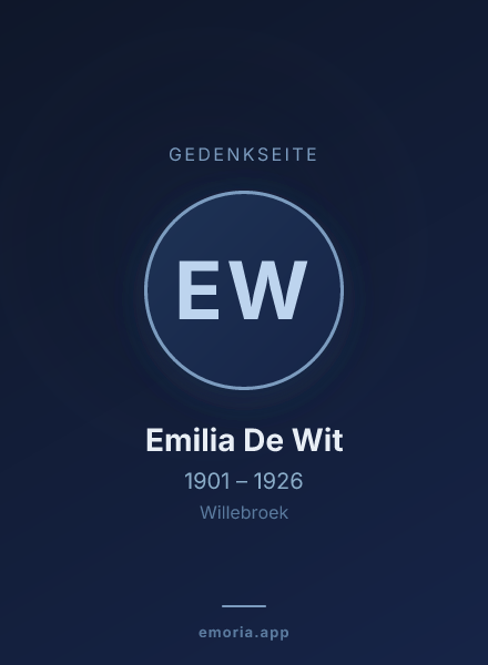 Gedenkportrait von Emilia De Wit