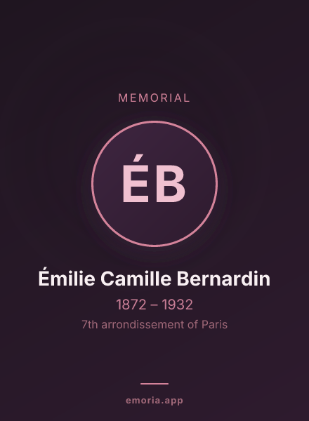 Memorial portrait of Émilie Camille Bernardin