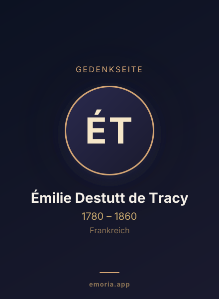 Gedenkportrait von Émilie Destutt de Tracy