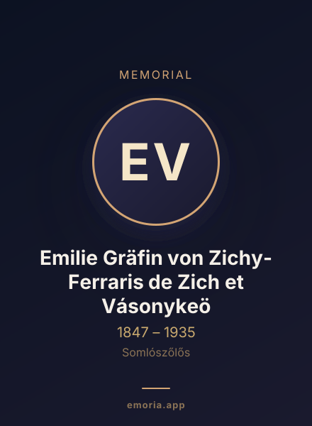 Memorial portrait of Emilie Gräfin von Zichy-Ferraris de Zich et Vásonykeö