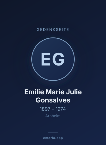 Gedenkportrait von Emilie Marie Julie Gonsalves