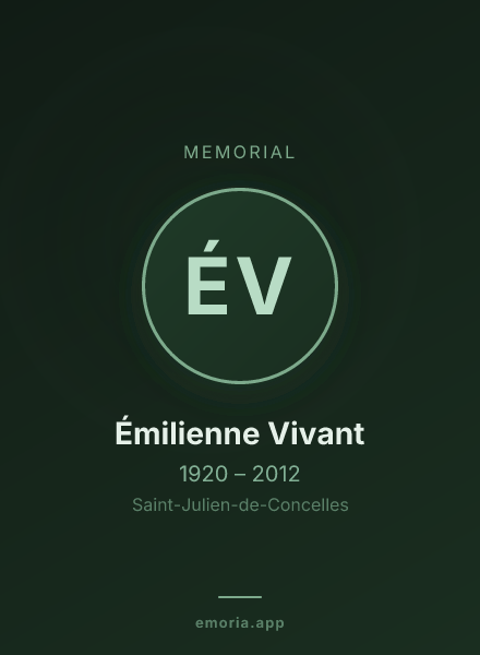 Memorial portrait of Émilienne Vivant