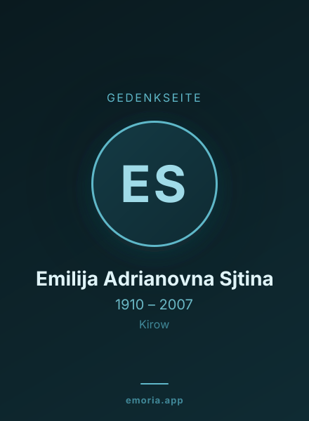 Gedenkportrait von Emilija Adrianovna Sjtina