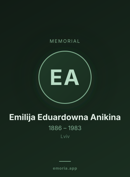 Memorial portrait of Emilija Eduardowna Anikina