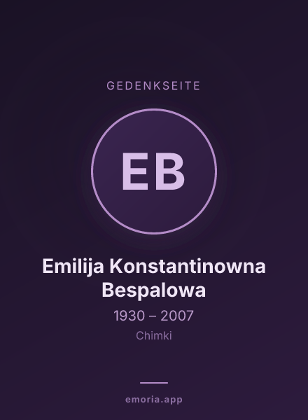 Gedenkportrait von Emilija Konstantinowna Bespalowa