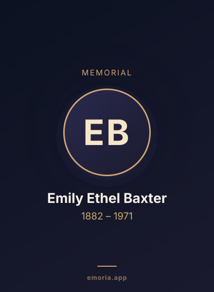 Memorial portrait of Emily Ethel Baxter
