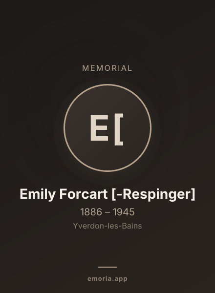 Memorial portrait of Emily Forcart [-Respinger]