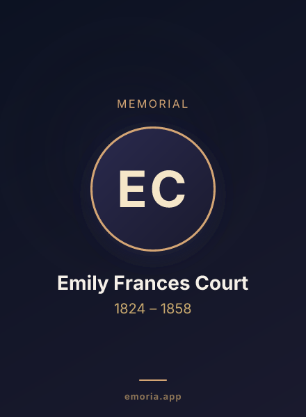 Memorial portrait of Emily Frances Court
