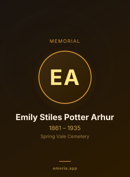 Memorial portrait of Emily Stiles Potter Arhur
