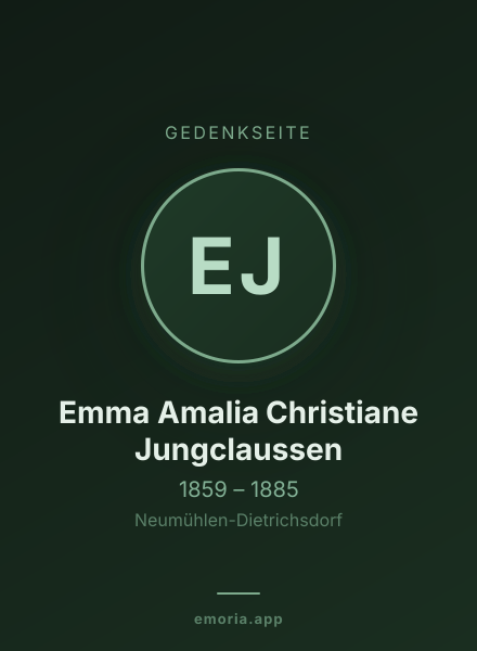 Gedenkportrait von Emma Amalia Christiane Jungclaussen