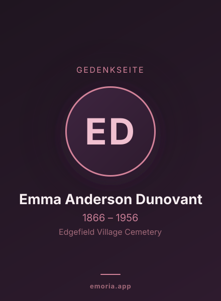 Gedenkportrait von Emma Anderson Dunovant