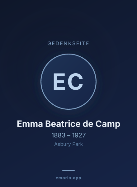 Gedenkportrait von Emma Beatrice de Camp
